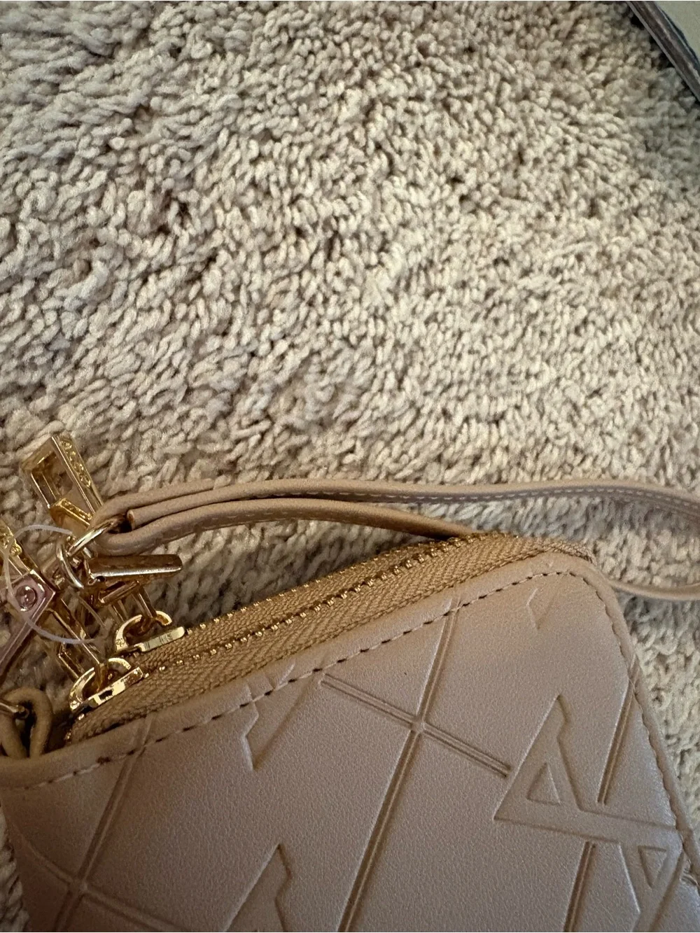 Aldo Taupe Embossed Wristlet Wallet with Gold Accent